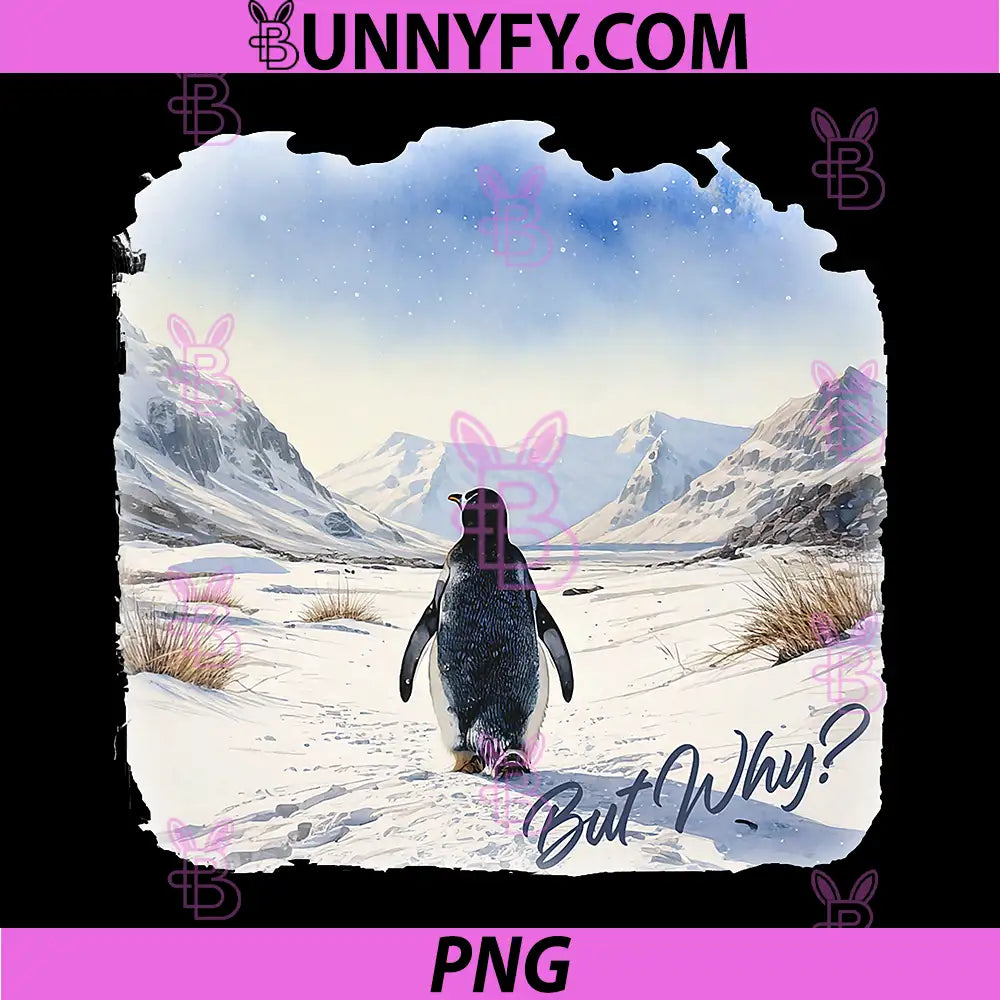 BUT WHY PNG, Penguin Wandering Off Mountains Watercolor PNG