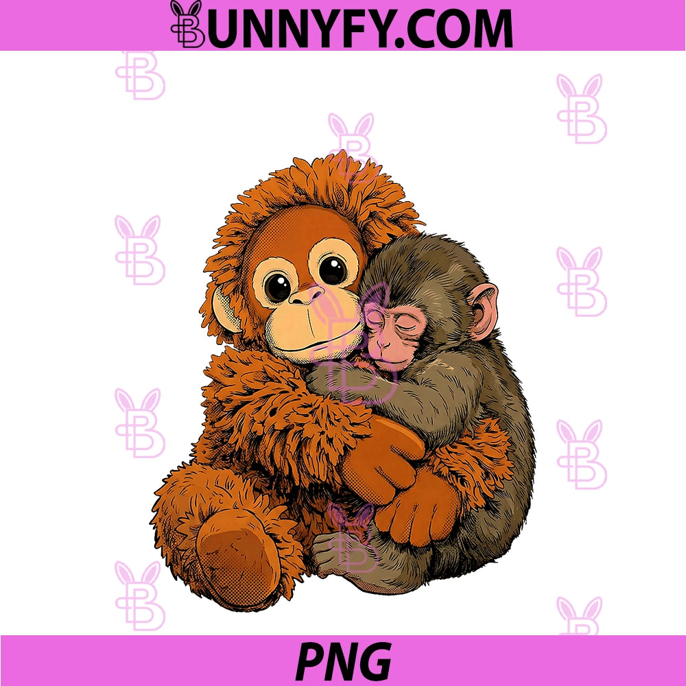 Baby Monkey Punch Mama Monkey PNG, Toy Warm Hug Cute PNG