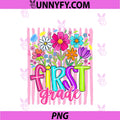 Back To School Colorful 1st Grade Floral PNG, Teacher Girl PNG