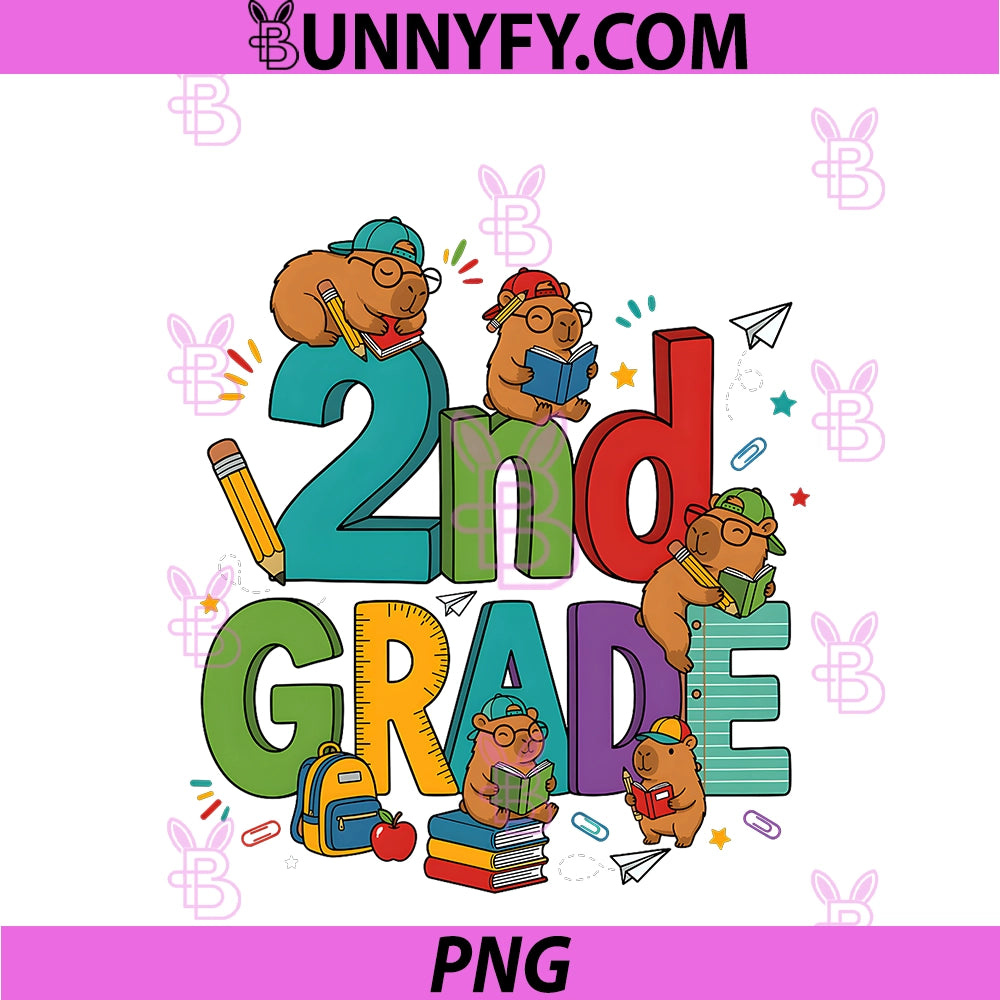 Back To School Second Grade PNG Capybara Student PNG