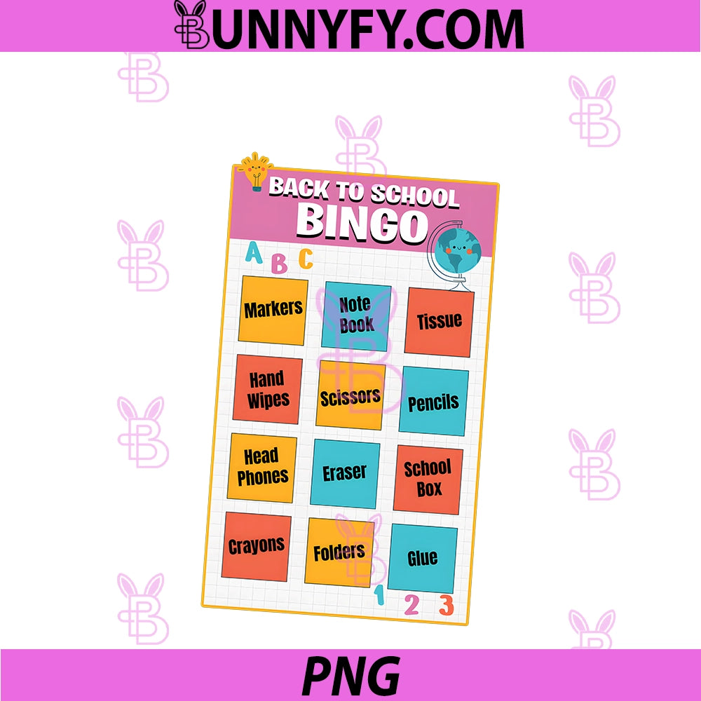Back To School Supplies Grade PNG, School Bingo Card PNG