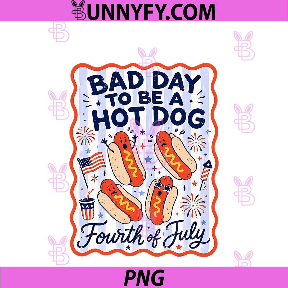 Bad Day To Be A Hot Dog PNG, Funny Summer Doodle 4th Of July BBQ PNG