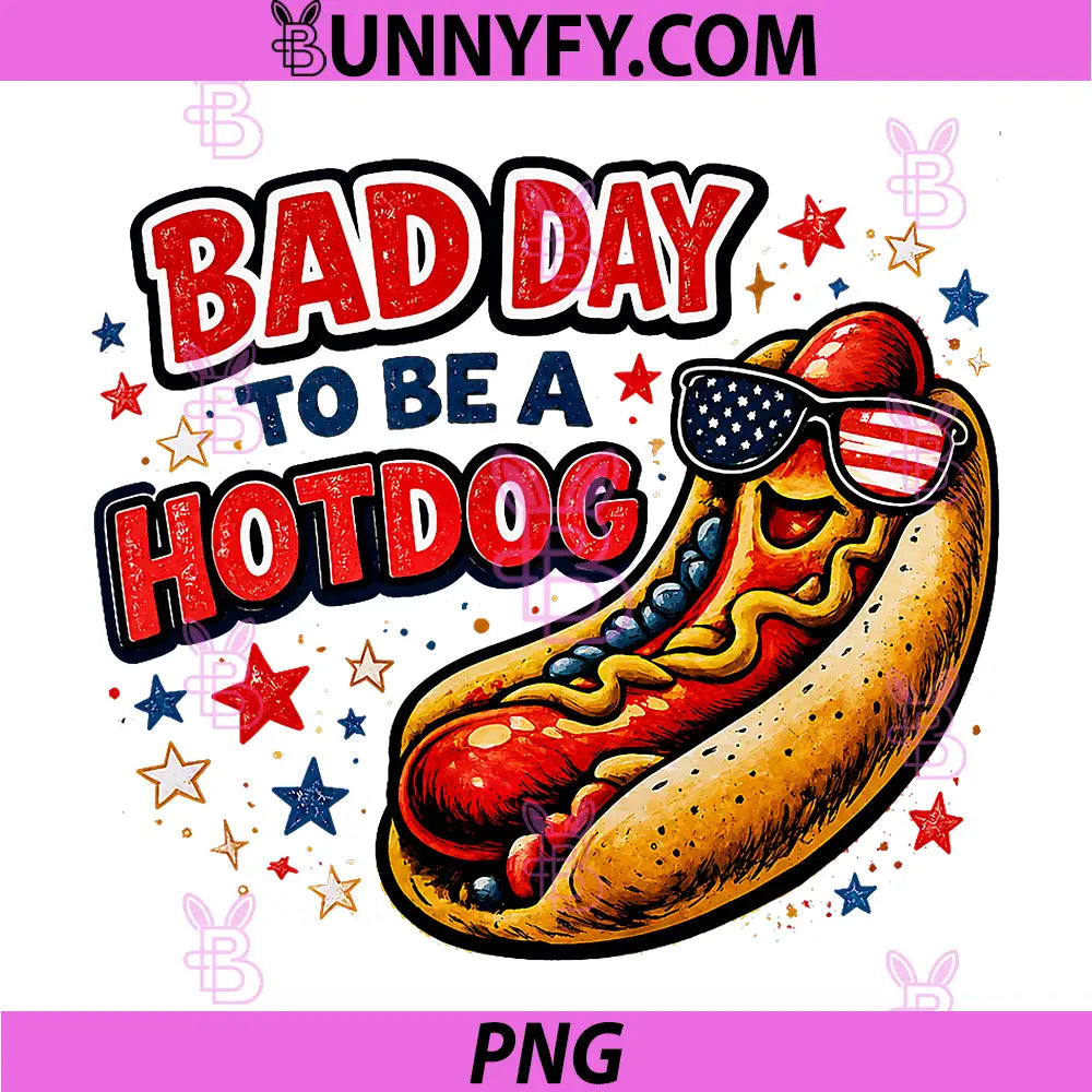 Bad Day to Be A Hot Dog American PNG, Fireworks Happy 4th of July PNG