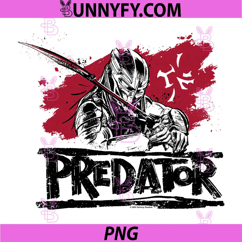 Predator Warrior With Sword Distressed PNG, Samurai Style Movie Art PNG