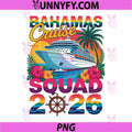 Bahamas Cruise Squad 2026 PNG, Retro Tropical Vacation Design PNG