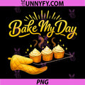 Bake My Day PNG, Sunshine Yellow Cupcake Oven Mitt Graphic PNG