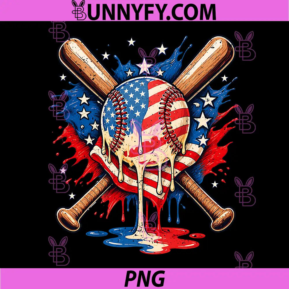Ball Drip Baseball American Flag PNG, Patriotic Design PNG