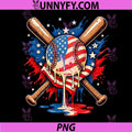 Ball Drip Baseball American Flag PNG, Patriotic Design PNG