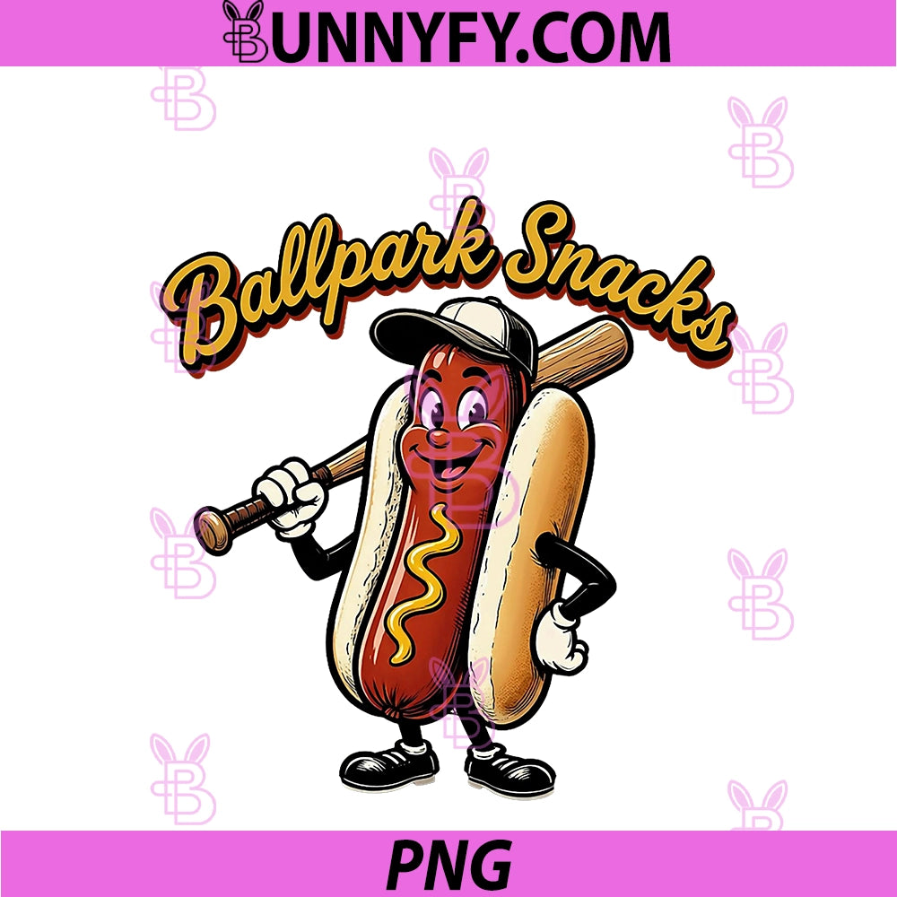 Ballpark Snacks PNG, Retro Cartoon Mascot Hot Dog Baseball PNG