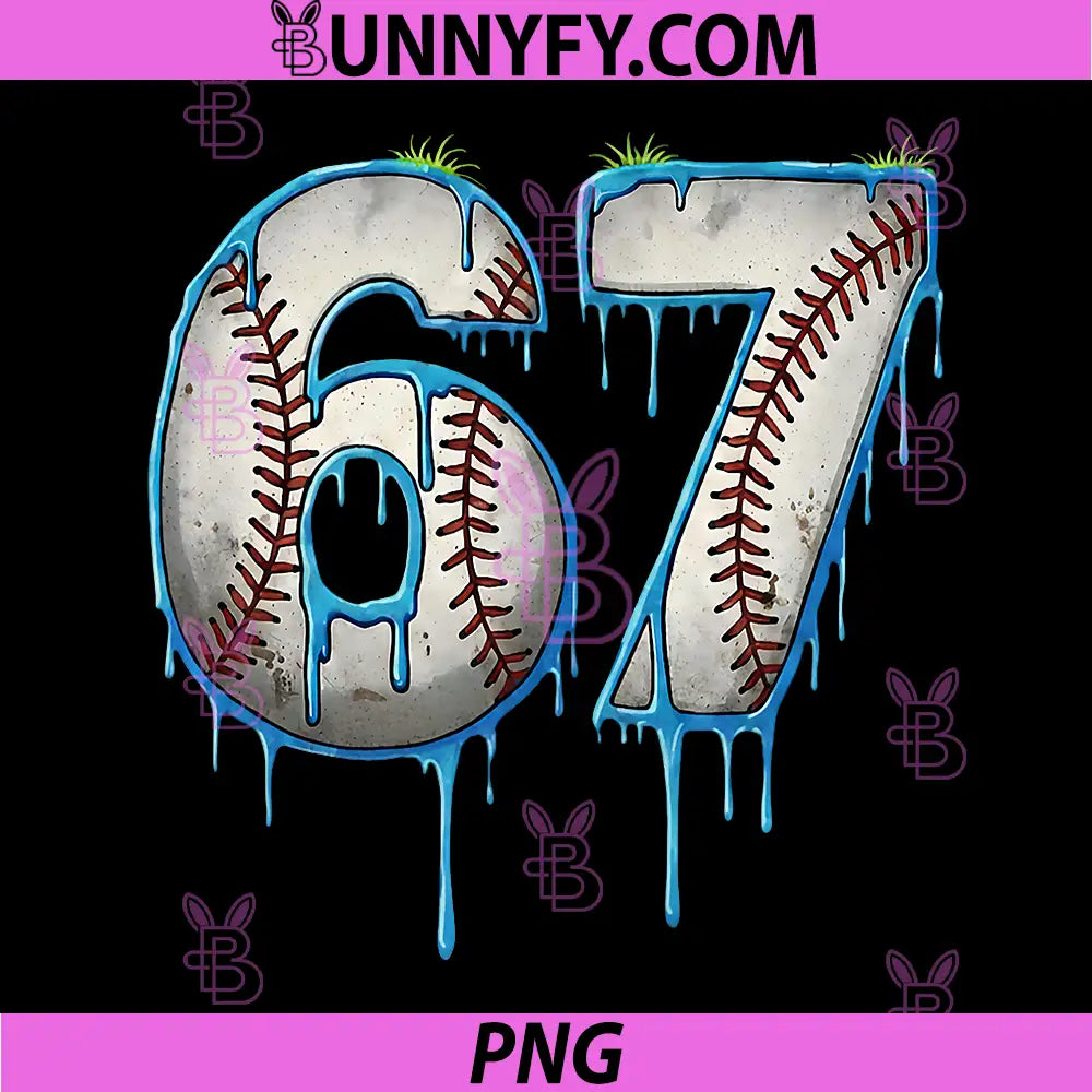 Baseball 67 Six Seven Meme PNG, Funny 6-7 Drip Baseball PNG