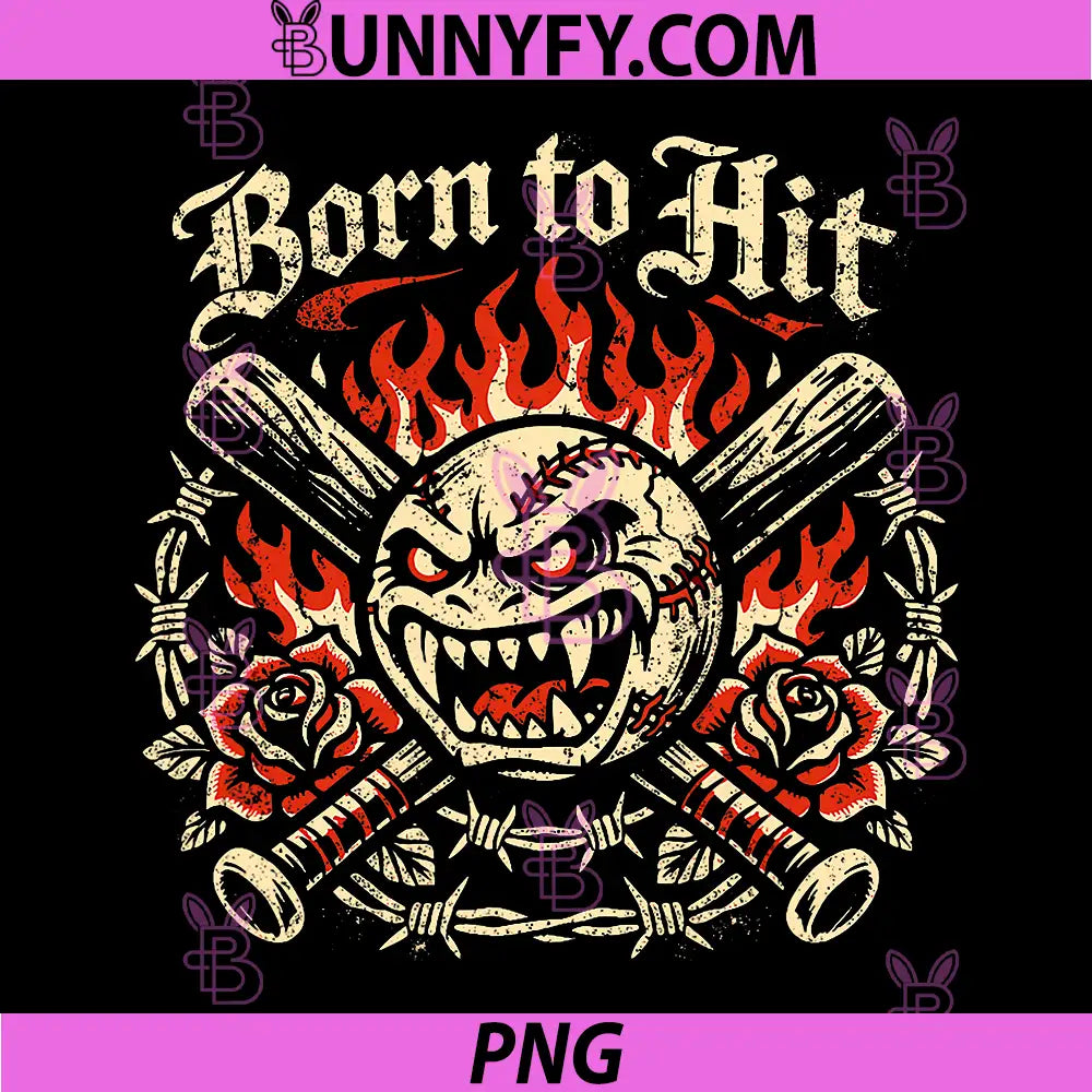 Born to Hit PNG, Flame Baseball PNG