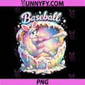 Baseball Easter Bunny Batter Cute Baseball Player PNG, Easter Baseball Bunny Hitting Ball Graphic PNG