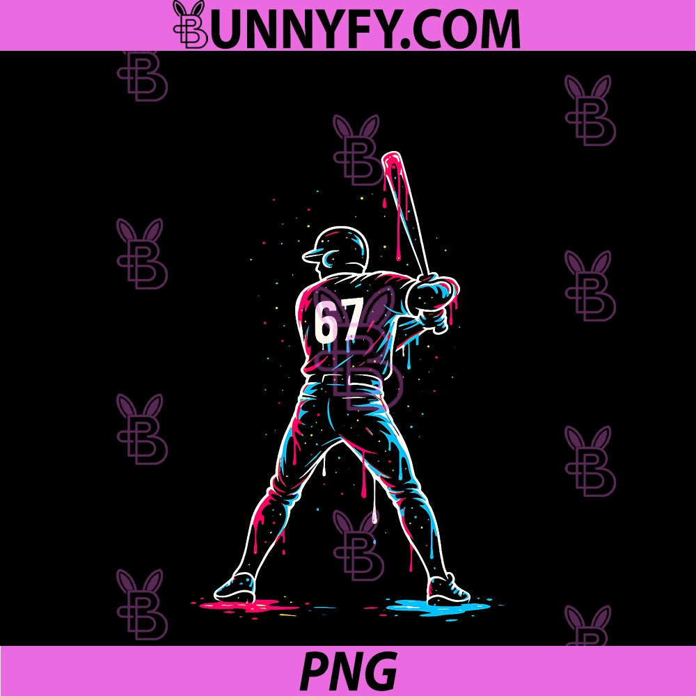 Baseball Drip 6 7 PNG, Number 67 Six Seven Meme PNG