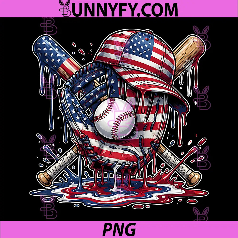 Baseball American Flag PNG, Baseball 4th July PNG