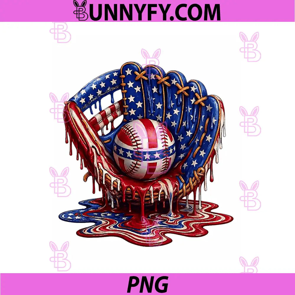 Baseball Drip PNG, American Flag 4th of July PNG