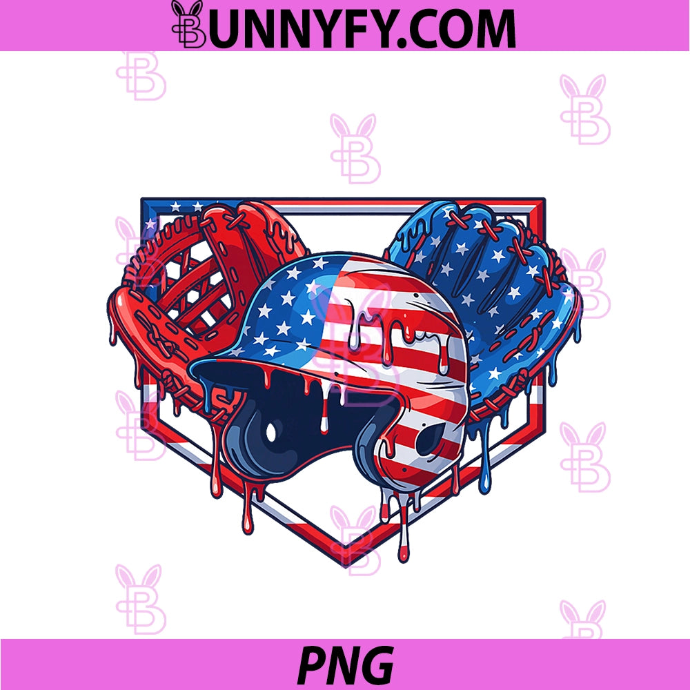 Baseball Drip American PNG, Flag 4th Of July Patriotic USA PNG