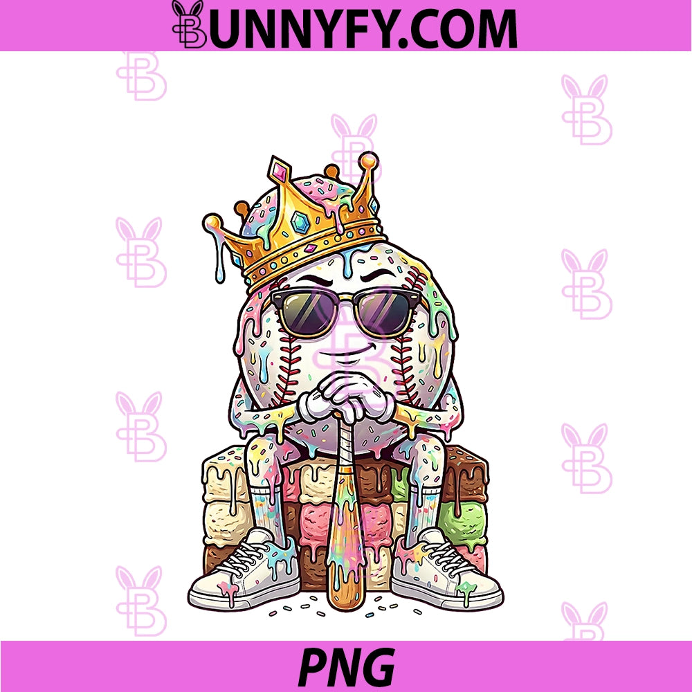 Baseball Drip Boys Ice Cream Drip Sprinkles PNG, With Crown Kids PNG