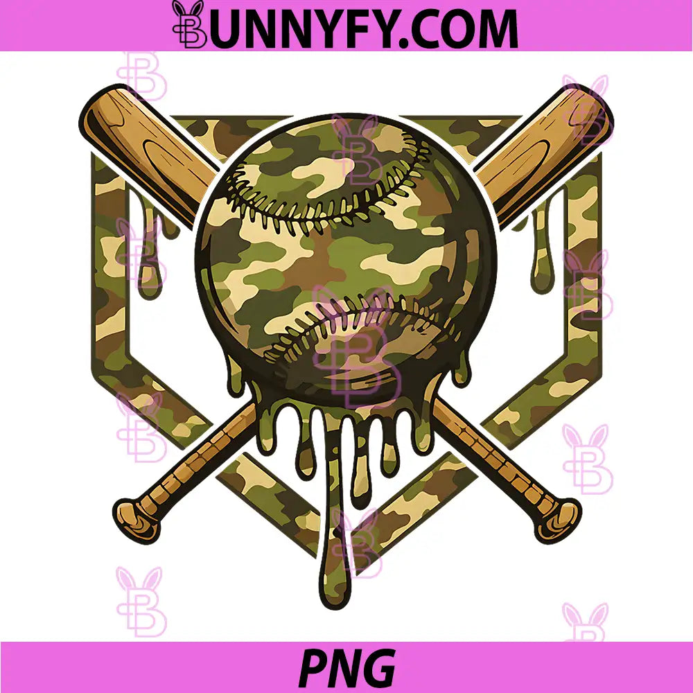 Baseball Drip Camouflage PNG, Ice Cream Dripping Camo PNG