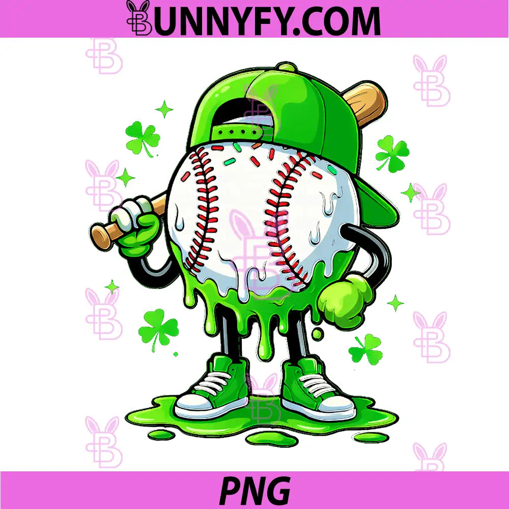 Baseball Drip Ice Cream PNG, St Patricks Day PNG