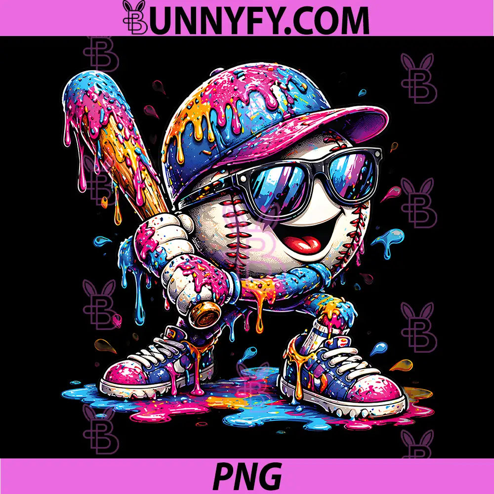 Baseball Drip Ice Cream PNG, Apparel Youth Drip Baseball PNG