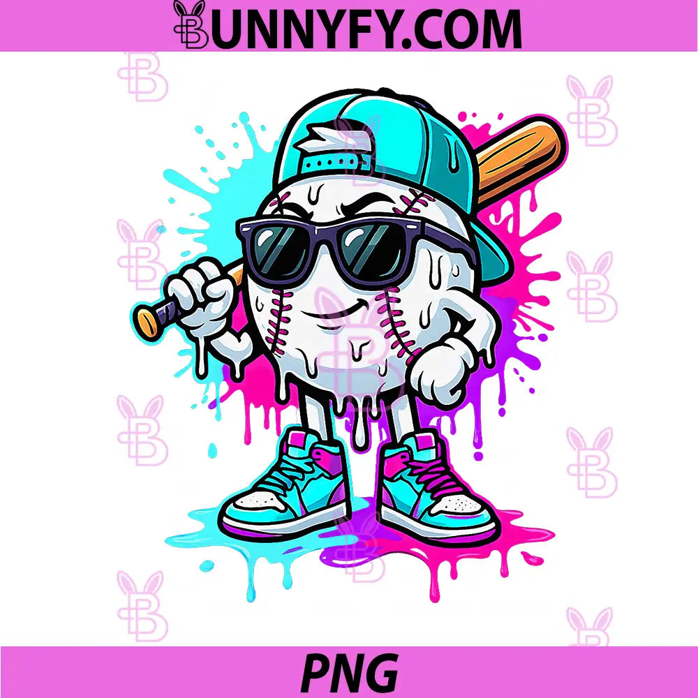 Baseball Drip Ice Cream PNG, Apparel Drip Baseball PNG