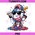 Baseball Drip Ice Cream PNG, 4th of July American USA Flag PNG
