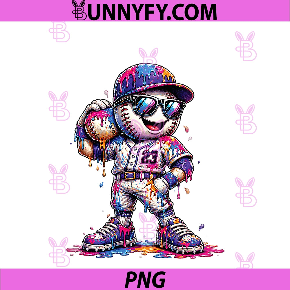 Baseball Drip Ice Cream PNG, Apparel Youth Drip Baseball PNG