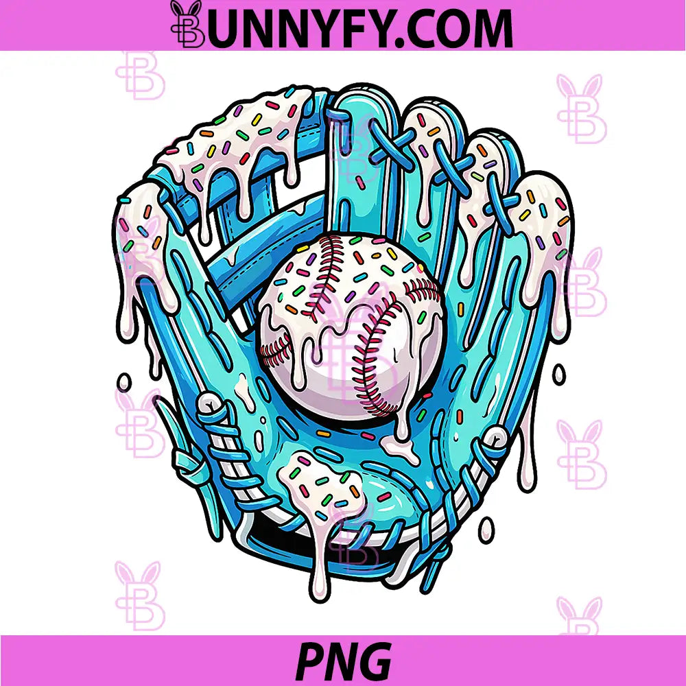 Baseball Drip Ice Cream PNG, Sprinkles Baseball Glove PNG