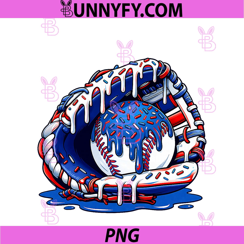 Baseball Drip Ice Cream Sprinkles PNG, Baseball Glove PNG