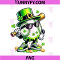 Lucky St Patrick Baseball Cartoon PNG, Shamrock Baseball Player Funny Design PNG
