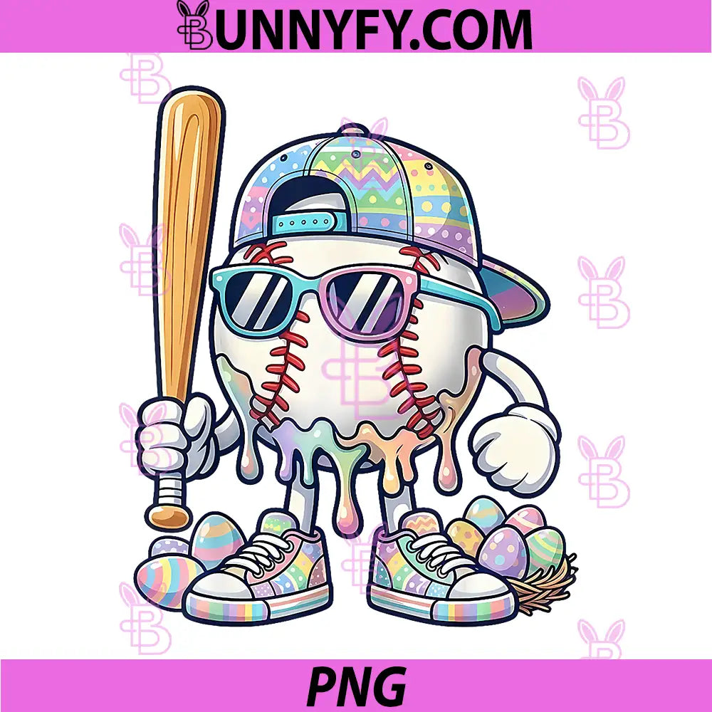 Baseball Drip PNG, Ice Cream Drip Baseball Easter Day PNG