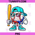Cool Drip Baseball Character With Bat PNG, Funny Baseball Cartoon PNG