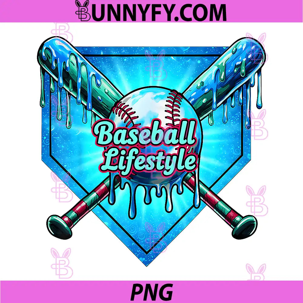 Baseball Lifestyle Drip Sports Illustration PNG, Baseball Bat And Ball Design PNG