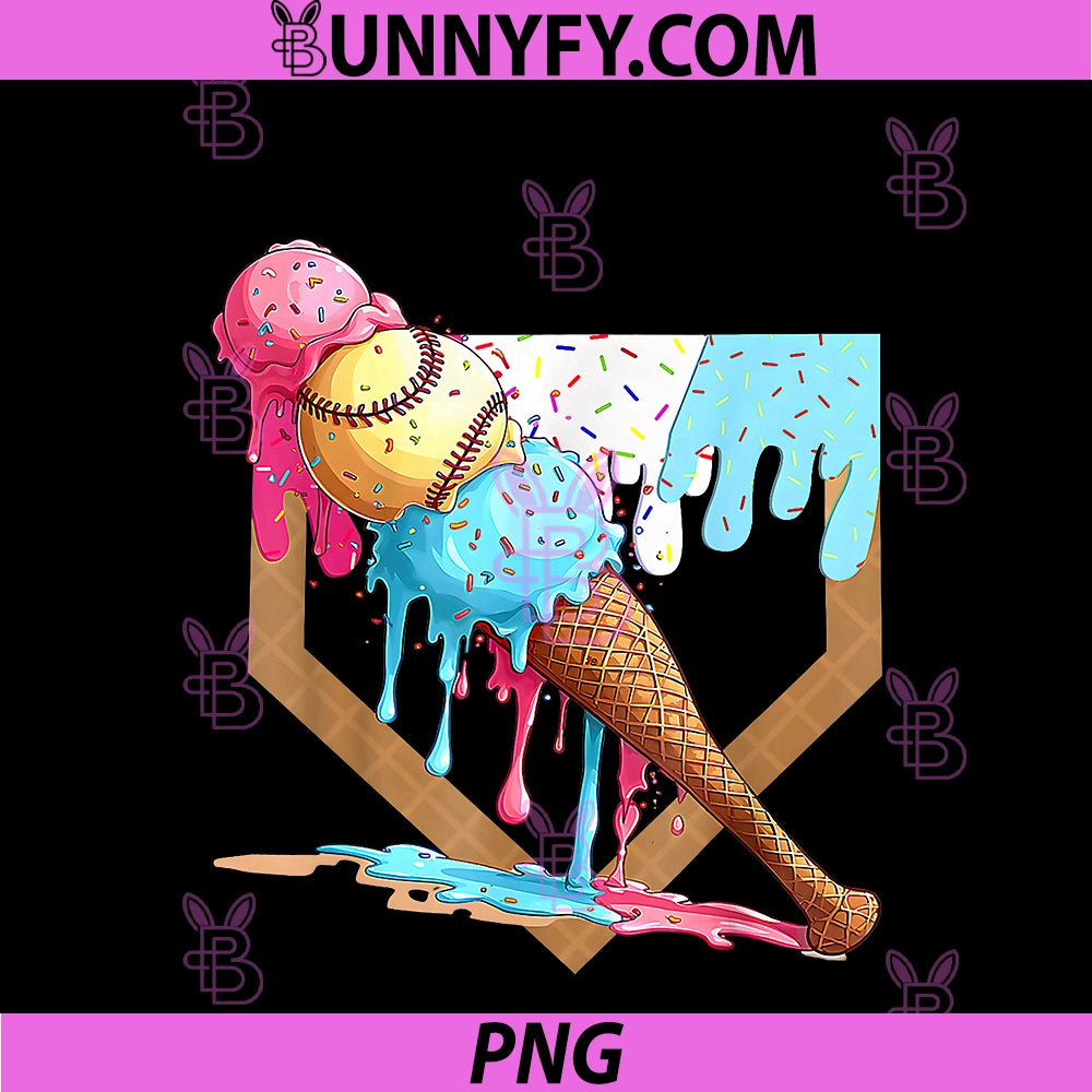 Baseball Lifestyle Apparel Youth PNG, Baseball Drip Icecream PNG