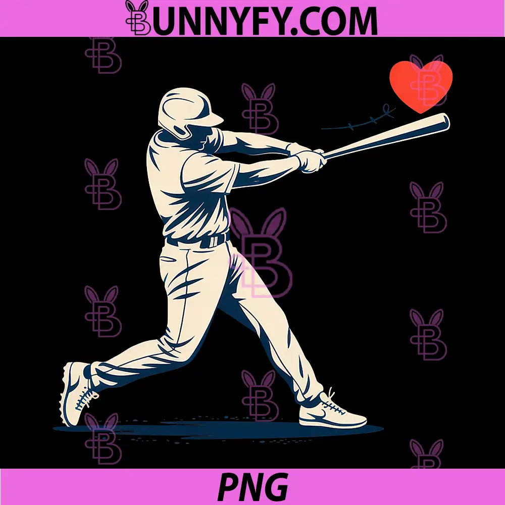 Baseball Lover PNG, Funny Player Heart Hit Fans Summer Vibes PNG