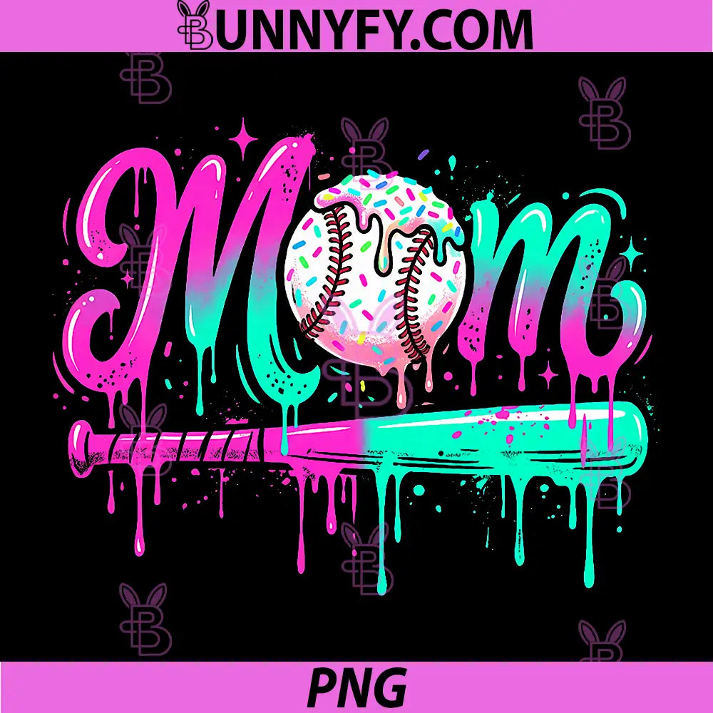 Baseball Mom Dripping PNG, Drip Ice Cream Mama PNG, Mothers Day PNG 