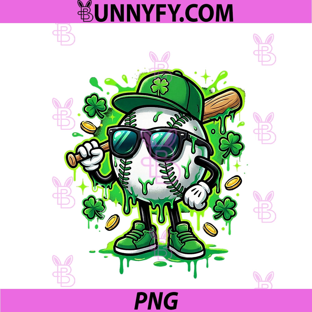 Baseball St Patricks Day Boys Girls PNG, Drip Ice Cream PNG