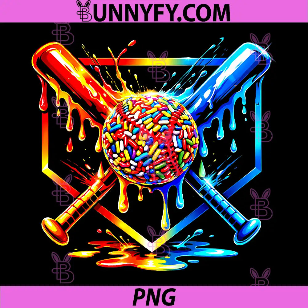 Baseball Drip PNG, Baseball Ice Cream Lover PNG