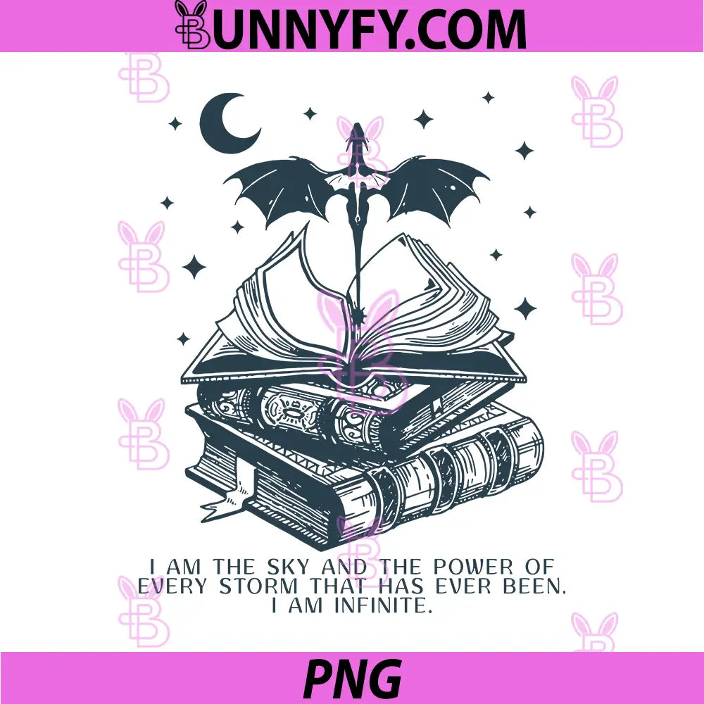 Bookish Dragon Book Quote Art PNG, Infinite Power Sky Storm PNG
