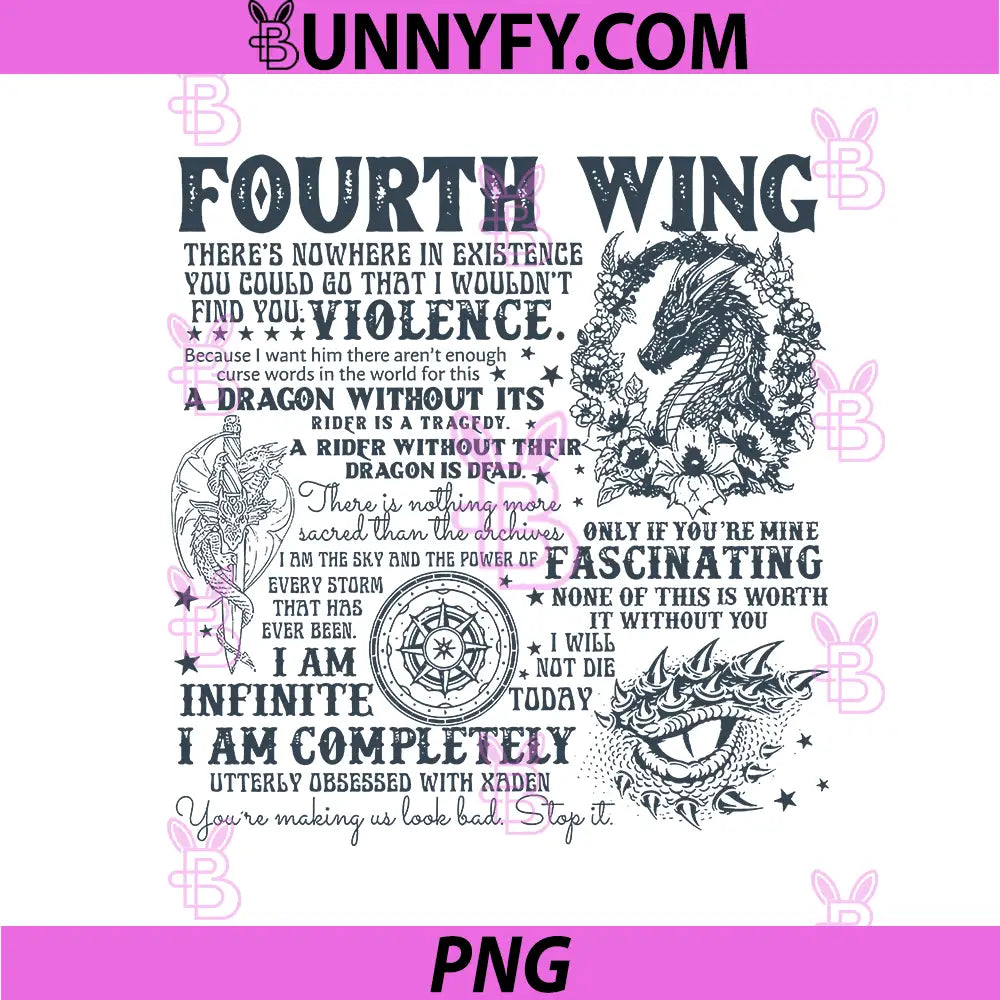 Fourth Wing Bookish Quotes PNG, Fantasy Dragon PNG
