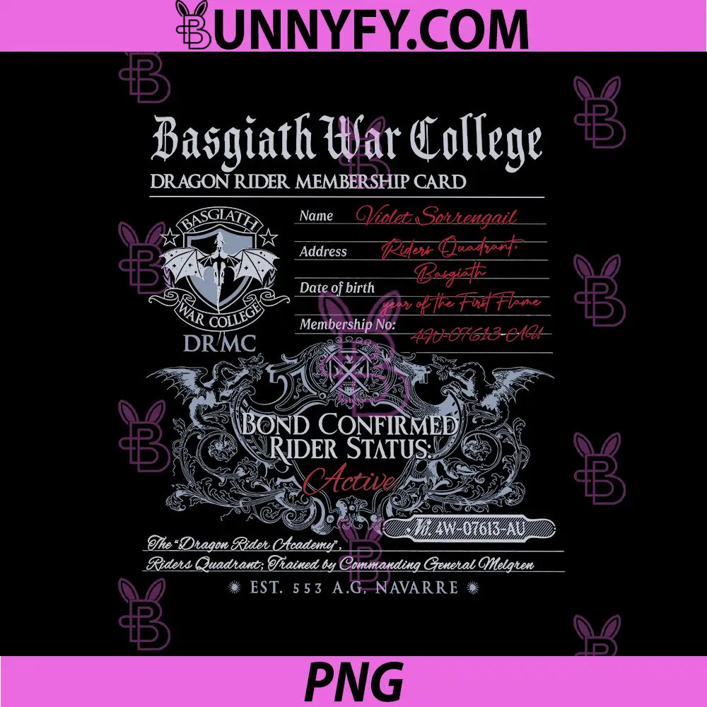 Basgiath War College Membership Card PNG, Dragon Rider Status PNG