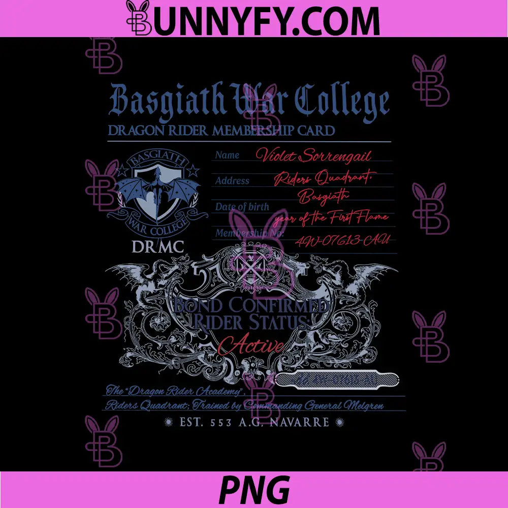 Basgiath War College Dragon Rider Card PNG, Fantasy Membership PNG