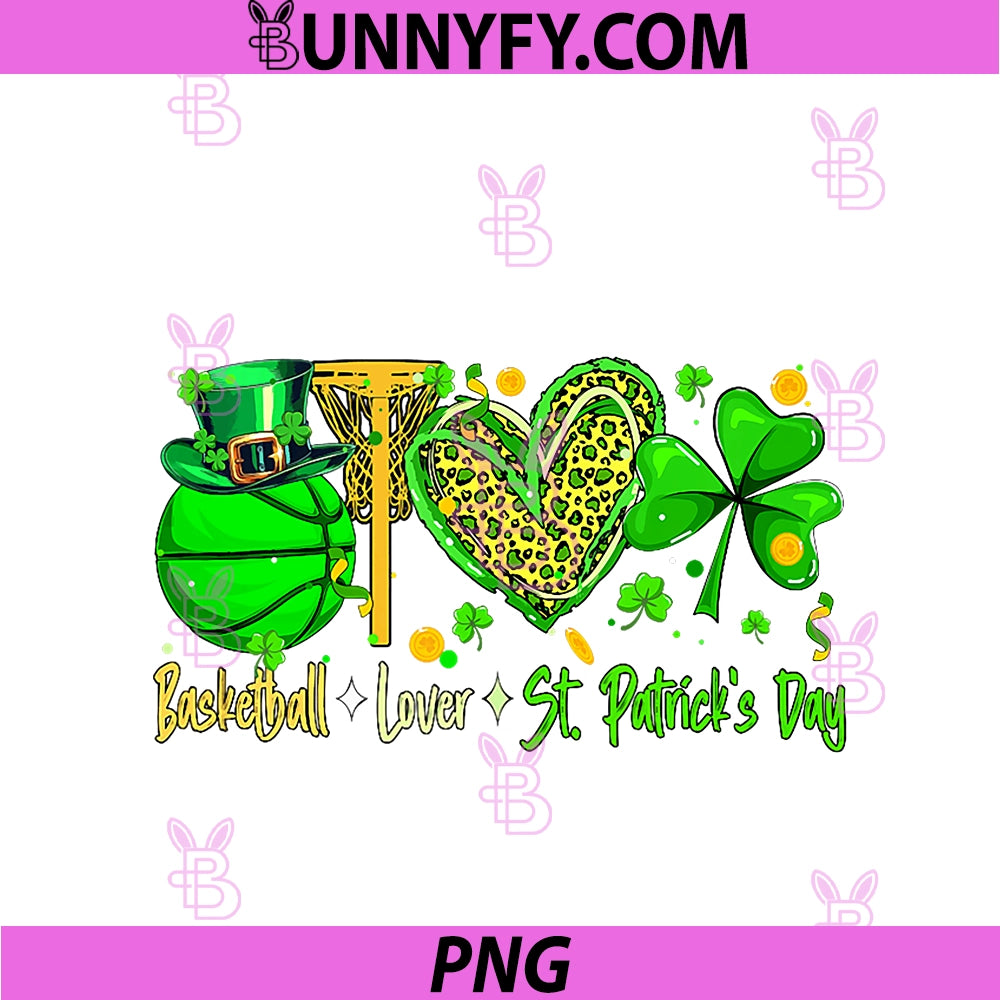 Basketball Lover St. Patrick's Day PNG, Player Team Leopard Heart PNG