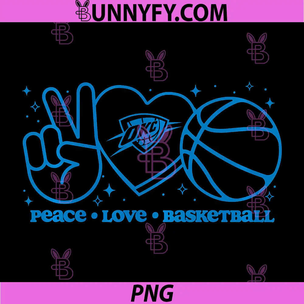Basketball NBA Oklahoma City PNG, Thunder Peace Love PNG