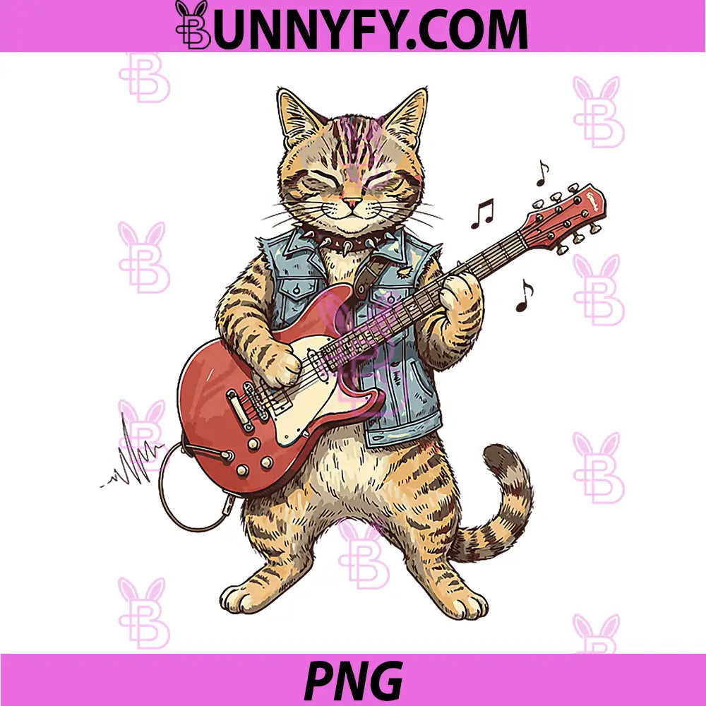 Bass Guitar Cat Jazz PNG, Rock Metal Music Blues Kitty PNG