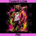 Bear Baseball Drip Funny PNG, Animal Party Sport Cool Graphic PNG