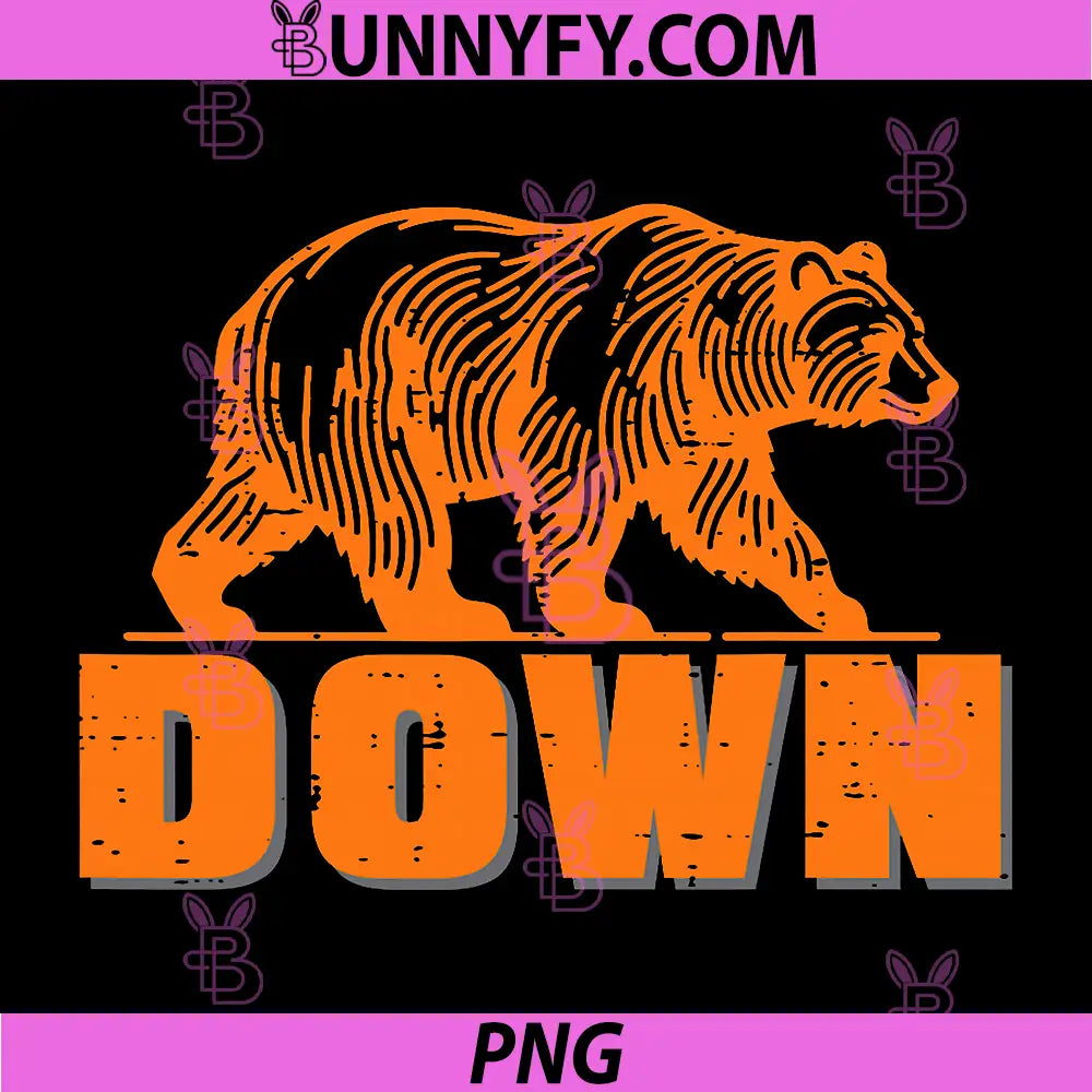 Bear Walking Graphic With Down Text PNG, Strong Bear Down Design PNG