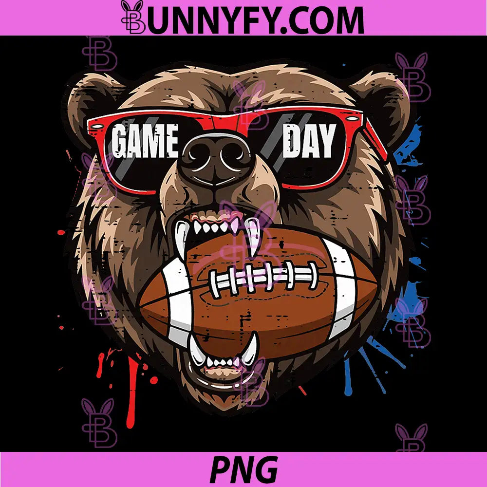 Bear Game Day Sunglasses With Football PNG, Cool Bear Football Fan PNG