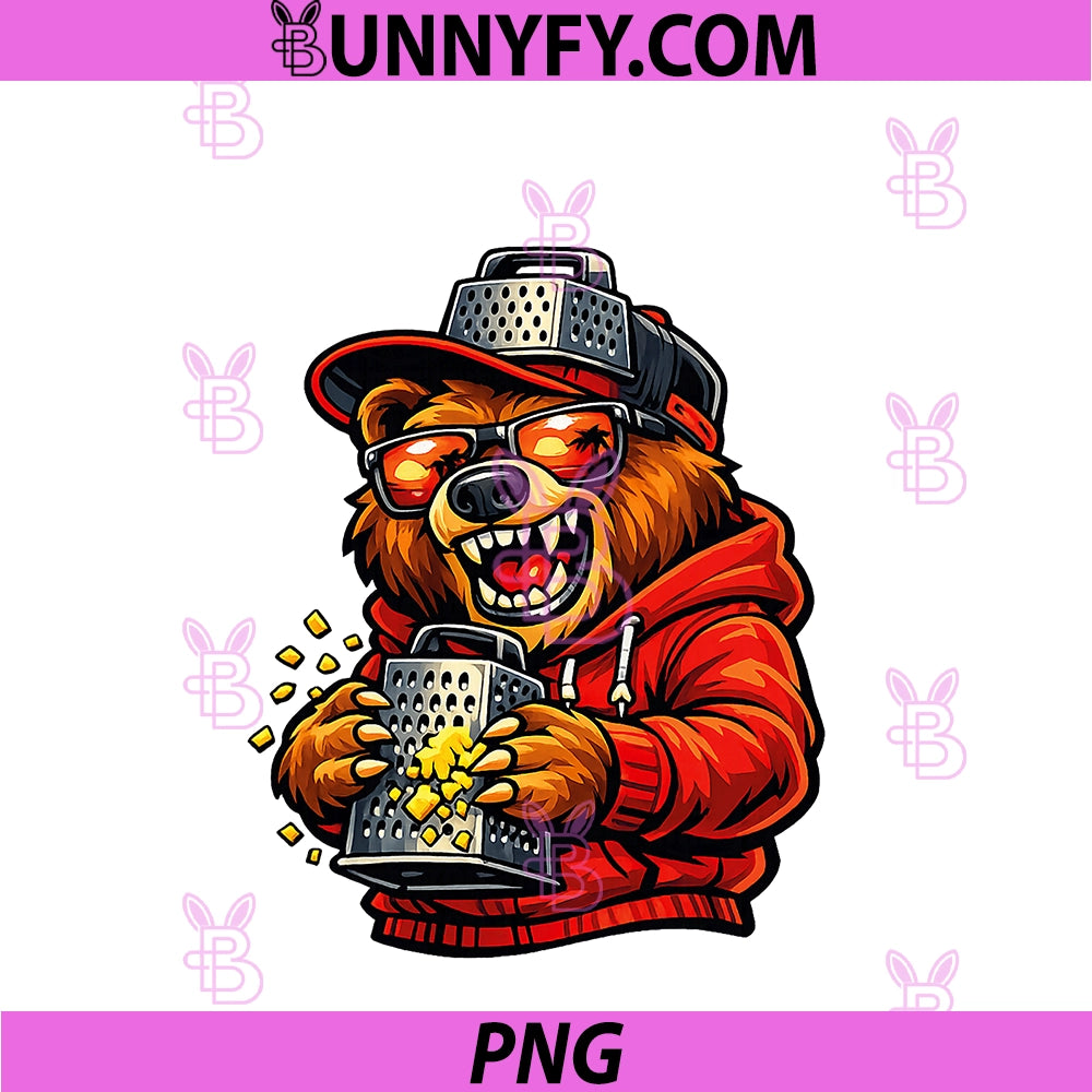 Bear With Cheese Grater PNG, Hat And Sunglasses PNG