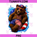 Bear with Sunglasses Patriotic PNG, Animal Summer Pool Party PNG